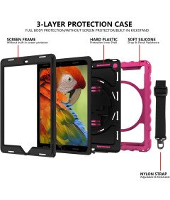 Etui do iPad 6/5/Pro 9.7" z Podstawką i Paskiem na Ramię Różowe