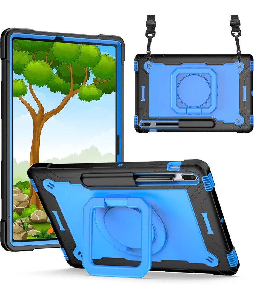 Ohišje za Samsung Tab S7/S8 11" Stojalo in trak za ramo modro