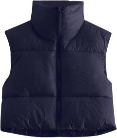 MAVIS LAVEN Ženski zimski telovnik z ovratnikom, mornarsko modra, velikost XL