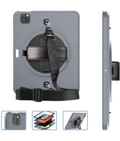 Ohišje za iPad Mini 6 8,3" s stojalom in naramnico v sivi barvi