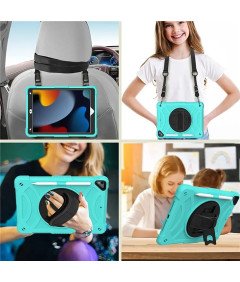 Etui do iPad 9/8/7 10.2" z Podstawką i Paskiem na Ramię Miętowe