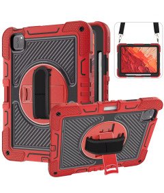 Ohišje za iPad Pro 3/2/1 11" s stojalom in naramnico Rdeče