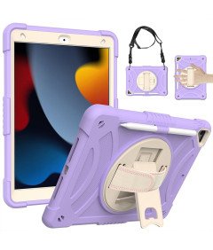 Ohišje za iPad 9/8/7 10,2" s stojalom in naramnico Vijolična