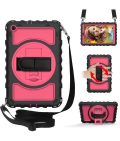 Etui do iPad 9/8/7 10.2" z Podstawką i Paskiem na Ramię Różowe