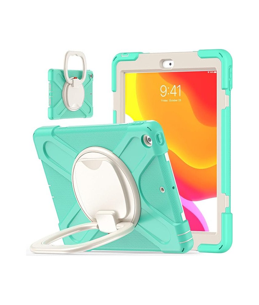 Etui do iPad 9/8/7 10.2" Pancerne z Obrotową Podstawką Miętowe