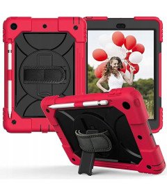 Etui do iPad 9/8/7 10.2" z Podstawką i Paskiem na Ramię Czerwone