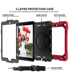 Etui do iPad 9/8/7 10.2" z Podstawką i Paskiem na Ramię Czerwone