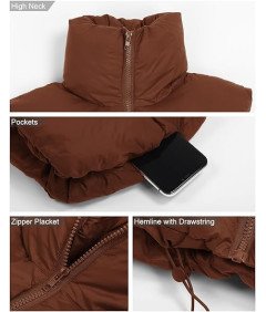 MAVIS LAVEN Ženski zimski telovnik z ovratnikom, rjav, velikost XXL