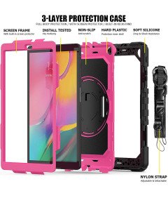 Ohišje za iPad 9/8/7 10,2" s stojalom in naramnico roza