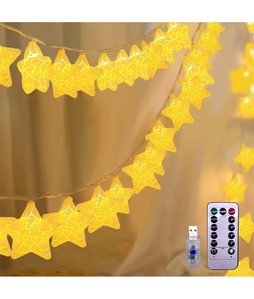 NLNEY LED luči z zvezdami - 6 m, 8 načinov, dekoracija (zvezde, topla bela)