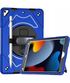 Ohišje za iPad 9/8/7 10,2" s stojalom in naramnico Modro