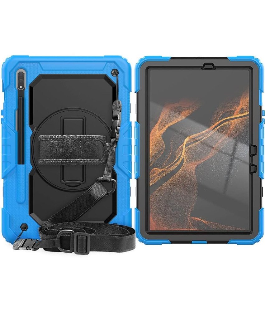 Etui do Samsung Galaxy Tab S8/S7 z Paskiem na Ramię Niebieskie