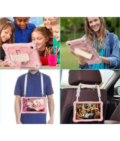 Etui do iPad 6/5 9.7” z Podstawką i Paskiem na Ramię Różowe