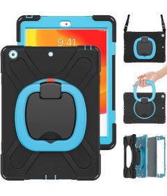 Ohišje za iPad 9/8/7 10,2" s stojalom in ramenskim pasom črno