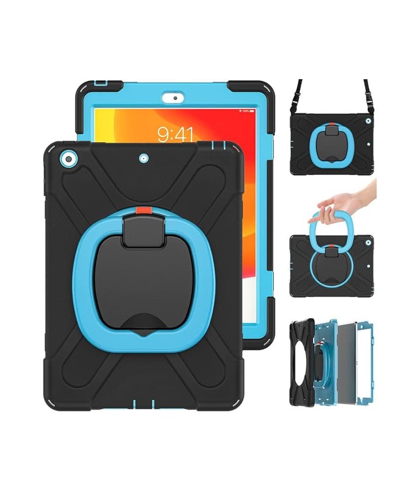 Ohišje za iPad 9/8/7 10,2" s stojalom in ramenskim pasom črno