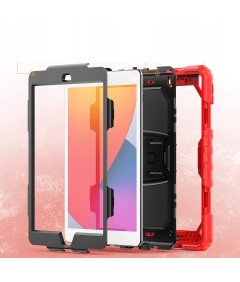 Ohišje za iPad 7/8/9 10,2" s stojalom in naramnim pasom Rdeča