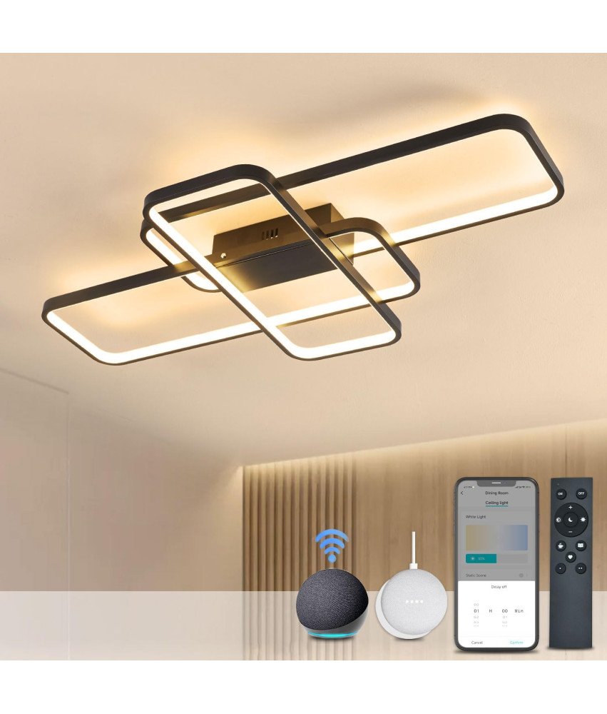 Inteligentna stropna svetilka LED 70 W 6000K 90 cm črna