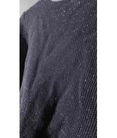 MONTEGO Sweter Damski Granatowy z Fioletowym Brokatem Rozmiar M
