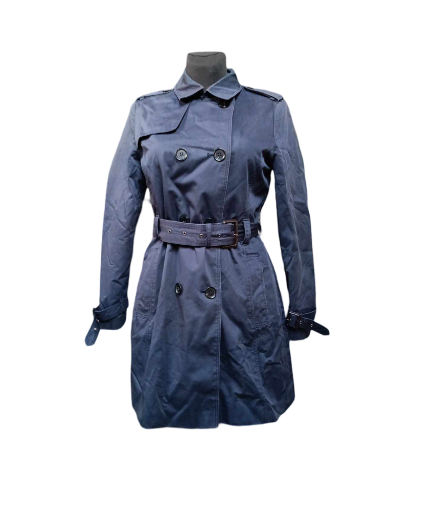 Polo Ralph Lauren ženski dolg plašč s pasom mornarsko modra velikost XL