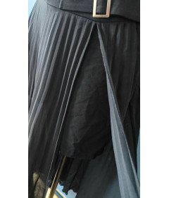 APART Dolgo krilo s pasom Elegantna in elegantna črna velikost 42