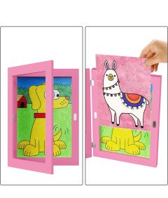 Fotografski okvir Otroške risbe A4 Leseni roza 27 x 35 cm