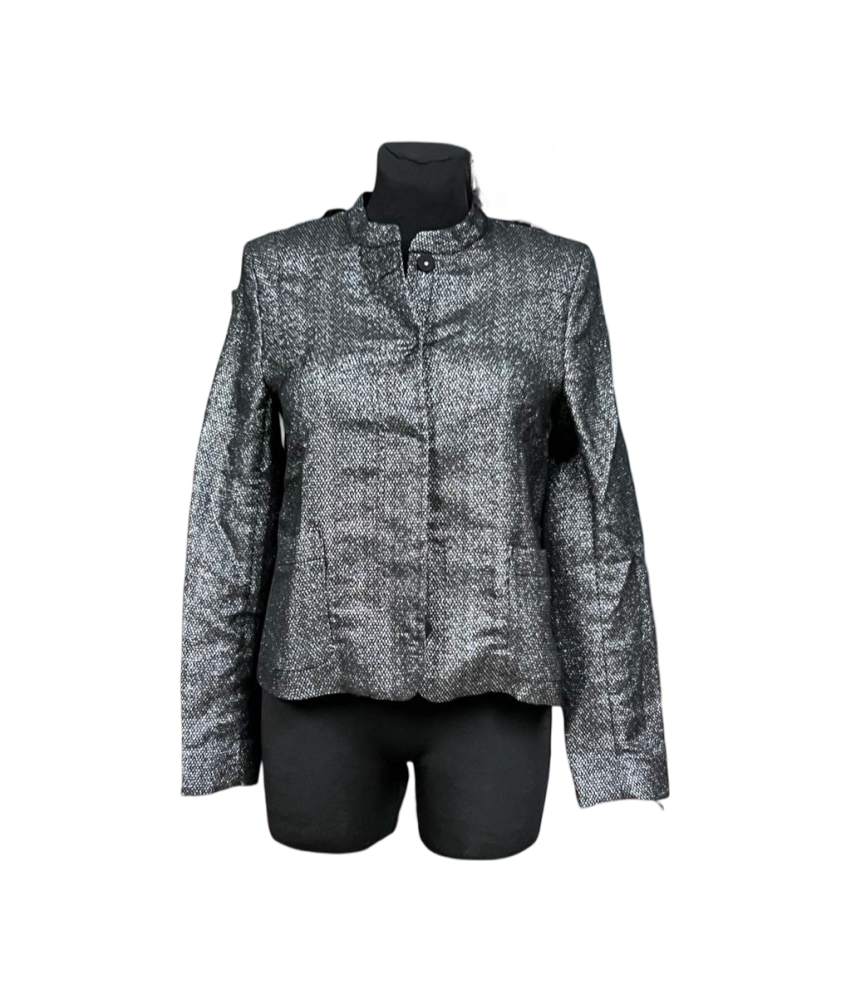 DAY Ženska svetleča jakna Elegantna srebrna velikost 36