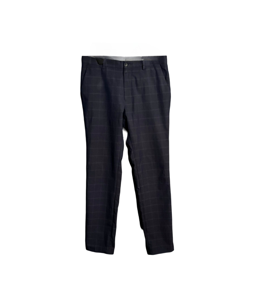 M&S Spodnie Męskie w Kratę Skinny Eleganckie Granatowe W86 L84