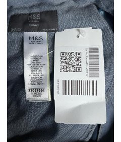 M&S Spodnie Męskie w Kratę Skinny Eleganckie Granatowe W86 L84