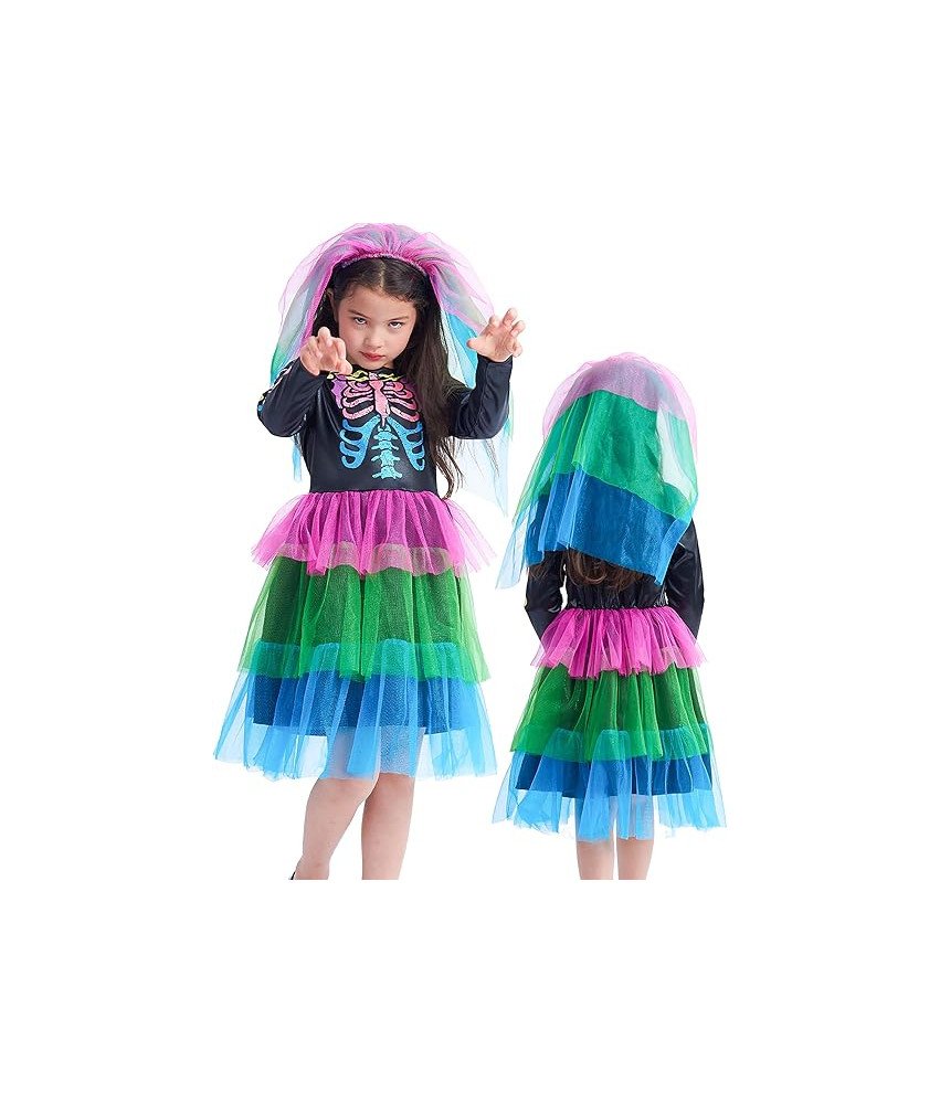 Otroški barvni kostum okostnjaka, za noč čarovnic, 3-4 leta