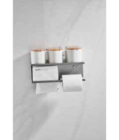 Kelelife Uchwyt na Papier Toaletowy Bez Wiercenia z Półką 30 cm Czarny