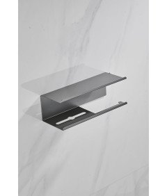 Kelelife Uchwyt na Papier Toaletowy Bez Wiercenia z Półką 30 cm Czarny