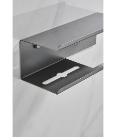 Kelelife Uchwyt na Papier Toaletowy Bez Wiercenia z Półką 30 cm Czarny