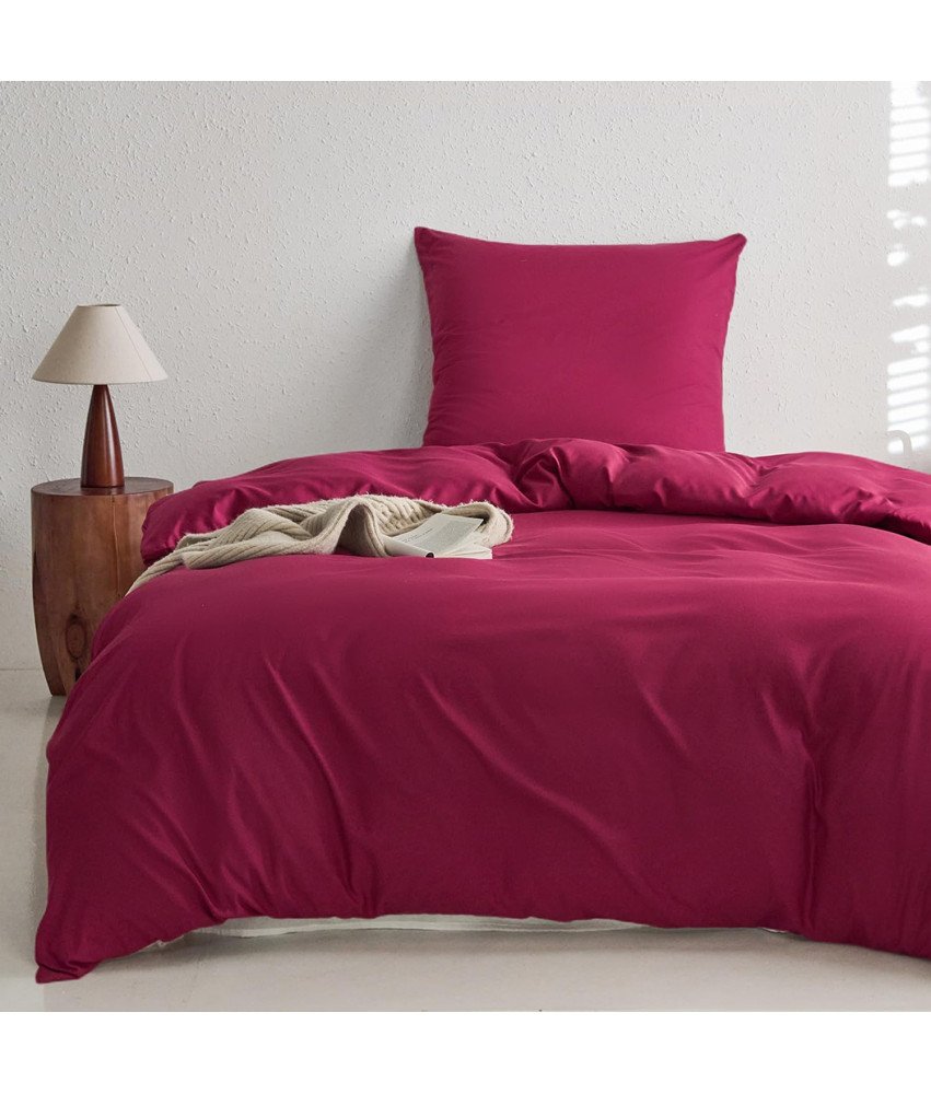 MR&HM Komplet Pościeli z Mikrofibry 135x200 cm 80x80 cm Czerwony