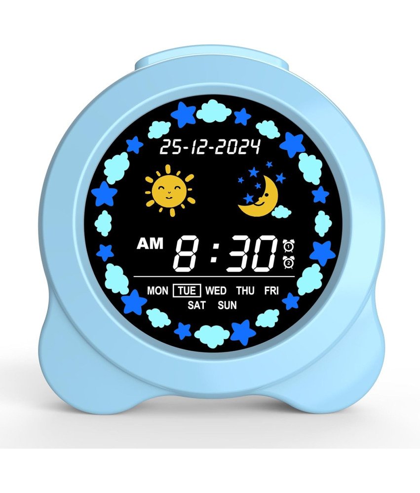 SENXINGYAN Digitalna budilka z dnevom in datumom na zaslonu Modra