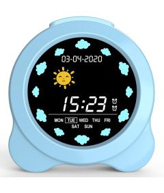 SENXINGYAN Digitalna budilka z dnevom in datumom na zaslonu Modra