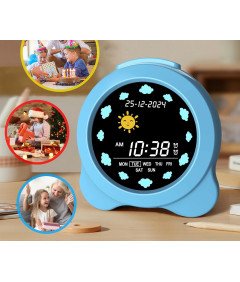 SENXINGYAN Digitalna budilka z dnevom in datumom na zaslonu Modra