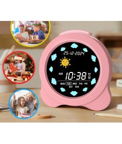 SENXINGYAN Digitalna budilka z dnevom in datumom na zaslonu Roza