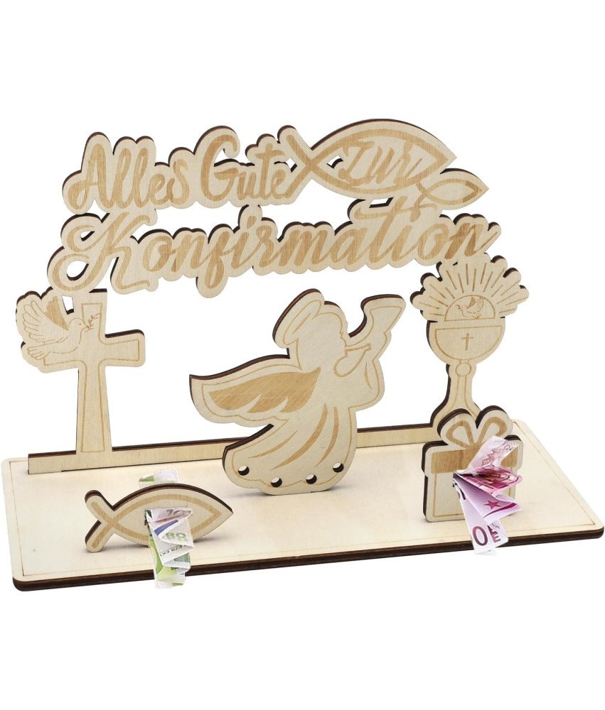 Kreatywny Prezent na Bierzmowanie Drewniany Anioł 25x11x11 cm