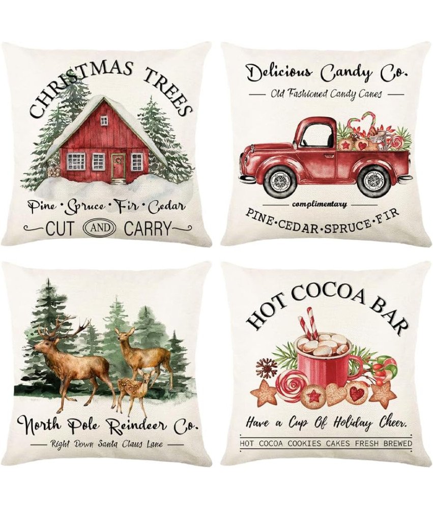 Poszewki na Poduszki Dekoracyjne Świąteczne Białe 4 szt 40x40 cm