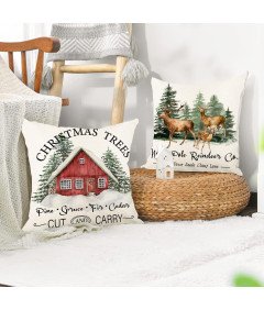 Poszewki na Poduszki Dekoracyjne Świąteczne Białe 4 szt 40x40 cm