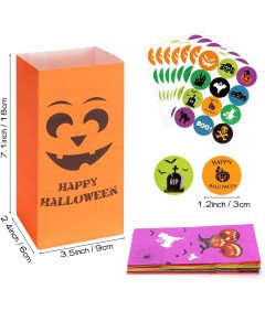 HOTSAN Komplet 80 vrečk za priboljške za noč čarovnic in 84 nalepk