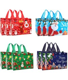 Zestaw 12 Torebek Prezentowych na Boże Narodzenie 4 Kolory 32x25x17 cm
