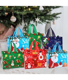 Zestaw 12 Torebek Prezentowych na Boże Narodzenie 4 Kolory 32x25x17 cm