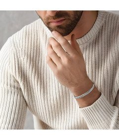 Moška srebrna zapestnica Cuban iz nerjavečega jekla 316L 3,5 mm 20 cm