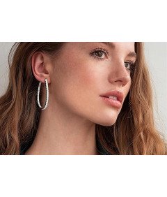 XOEMEL Ovalni kreolski uhani 60 mm Srebro 925 Hipoalergeni