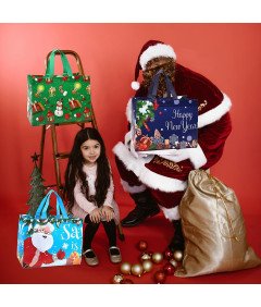 Zestaw 12 Torebek Prezentowych na Boże Narodzenie 4 Kolory 32x25x17 cm