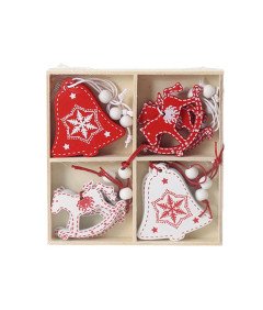 Ozdoby Świąteczne Drewniane Wisiorki Choinkowe 12 szt Boże Narodzenie