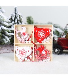 Ozdoby Świąteczne Drewniane Wisiorki Choinkowe 12 szt Boże Narodzenie