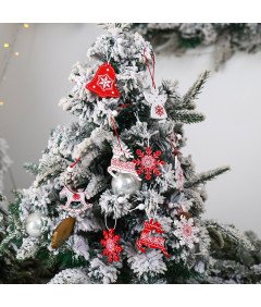 Ozdoby Świąteczne Drewniane Wisiorki Choinkowe 12 szt Boże Narodzenie