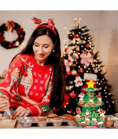 Elegantni trostopenjski stojalo za muffine - Popoln dodatek za praznične dogodke!